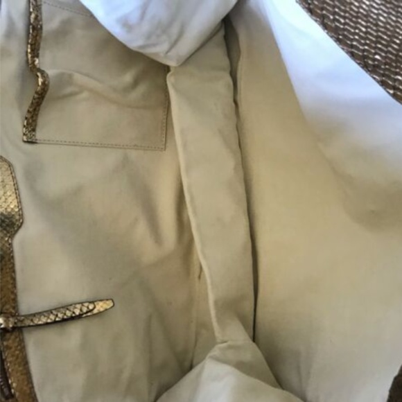 NWT Belstaff Satchel Shoulder Bag Purse Tote Gold - Picture 9 of 12